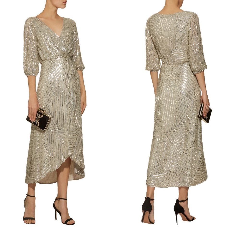 Rachel gilbert lovelle wrap beaded midi dress NO OFFERS CONSIDERED - Picture 5 of 12